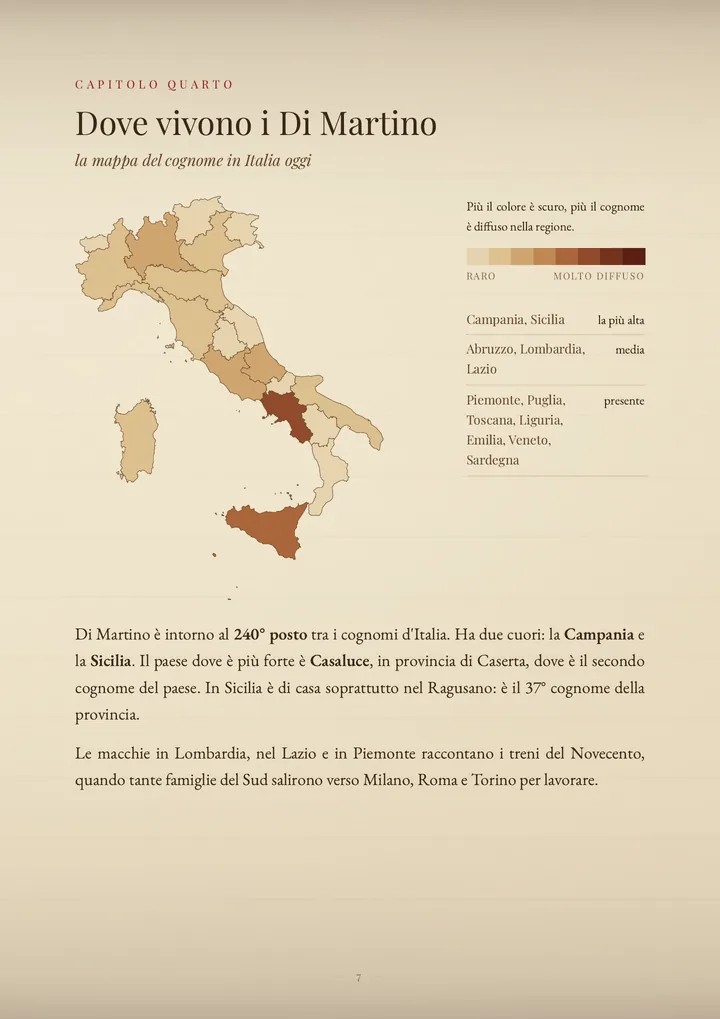 Una pagina del PDF sul cognome Di Martino