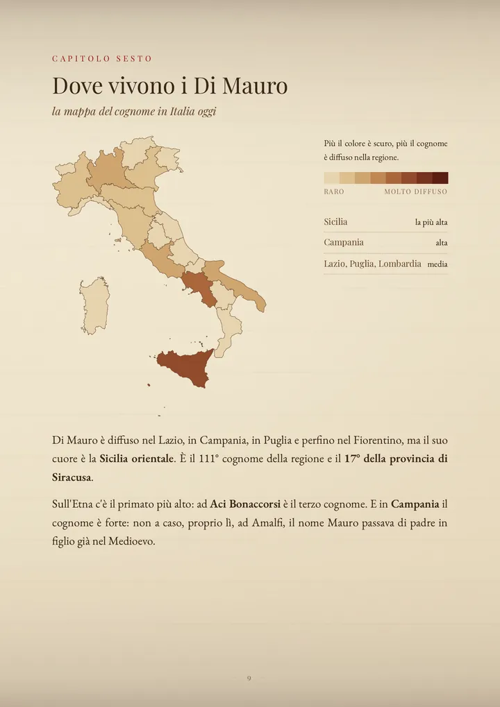 Una pagina del PDF sul cognome Di Mauro