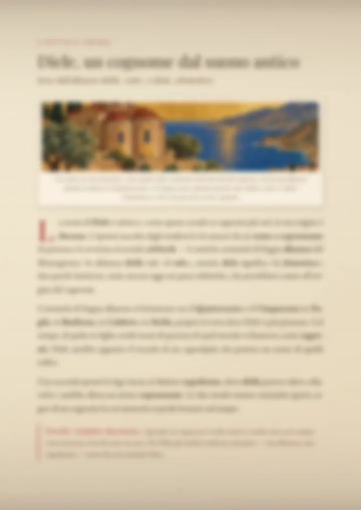Una pagina del PDF sul cognome Diele, sfocata