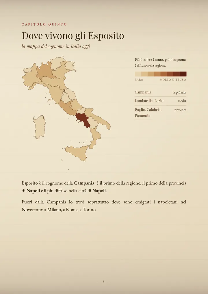Una pagina del PDF sul cognome Esposito