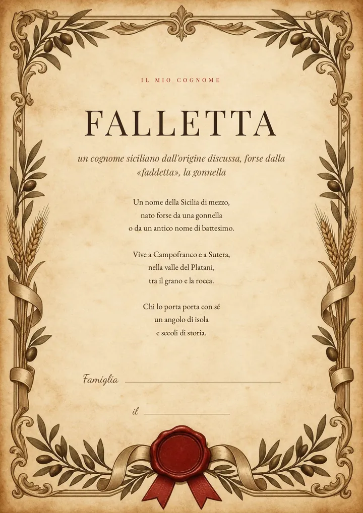 Una pagina del PDF sul cognome Falletta