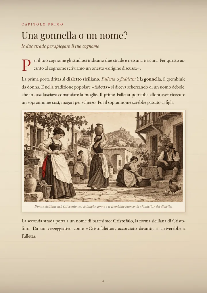 Una pagina del PDF sul cognome Falletta