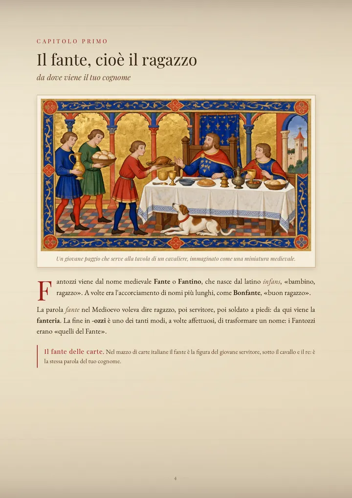 Una pagina del PDF sul cognome Fantozzi