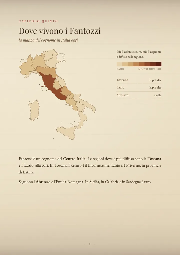 Una pagina del PDF sul cognome Fantozzi
