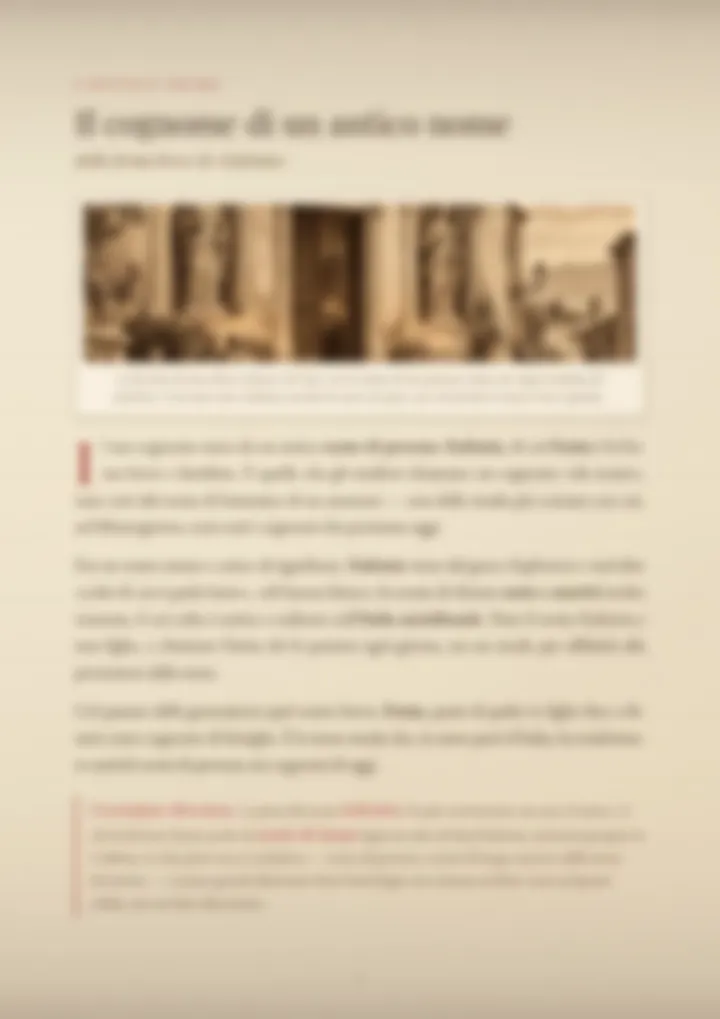 Una pagina del PDF sul cognome Femia, sfocata