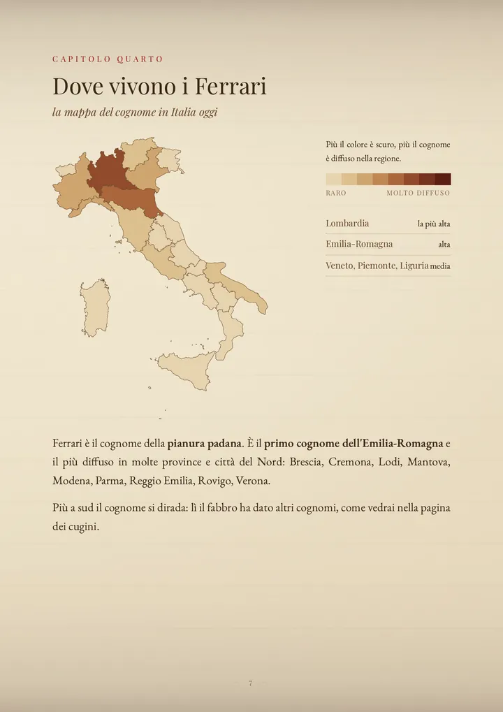Una pagina del PDF sul cognome Ferrari