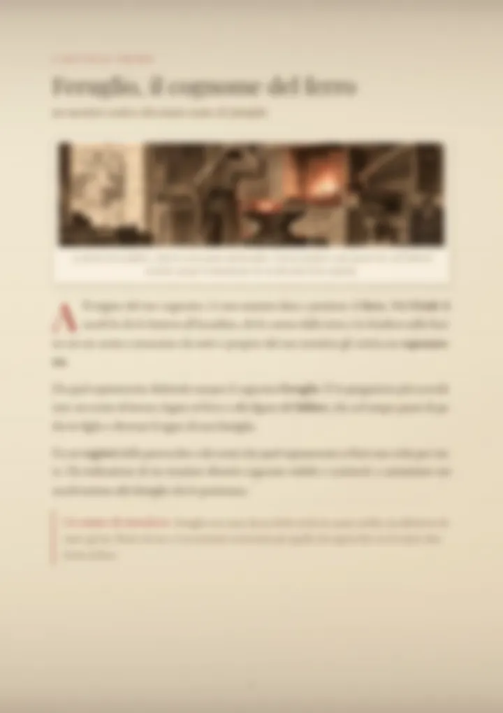 Una pagina del PDF sul cognome Feruglio, sfocata