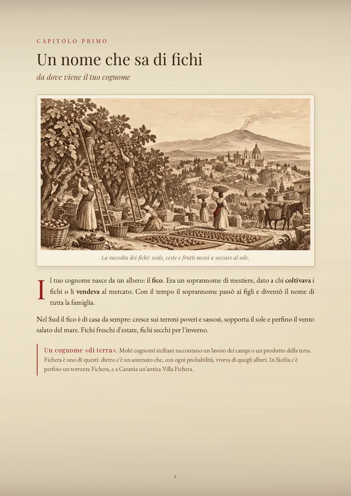 Una pagina del PDF sul cognome Fichera