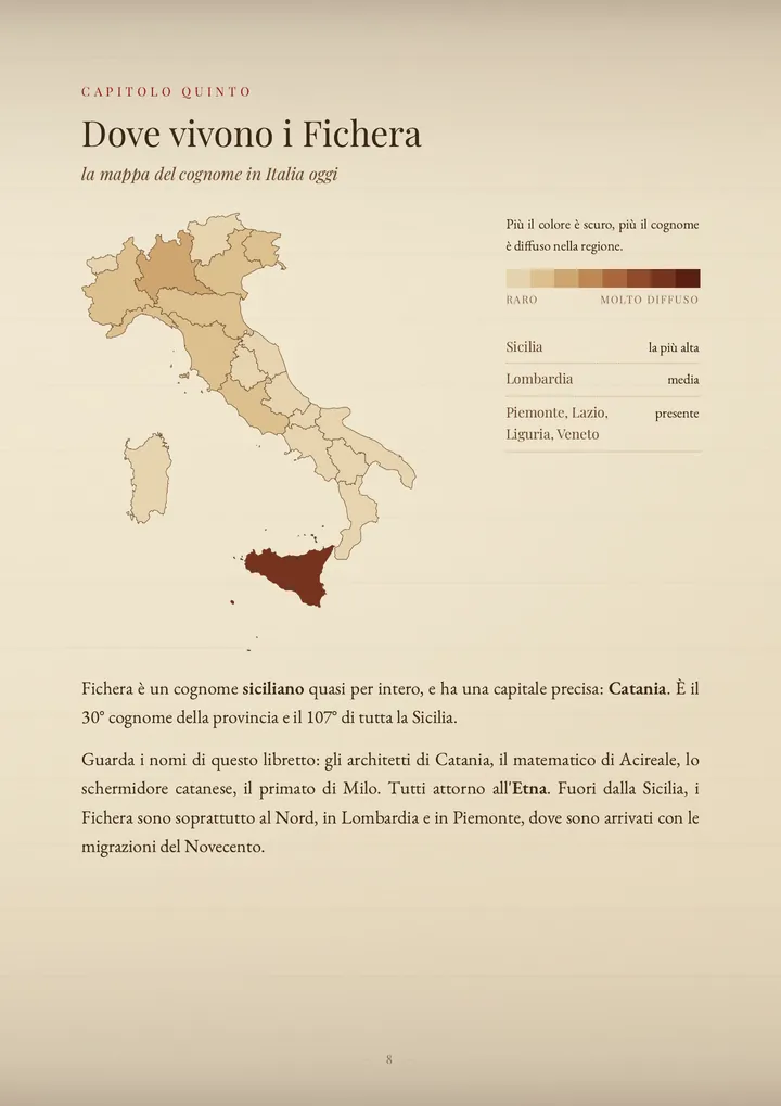 Una pagina del PDF sul cognome Fichera