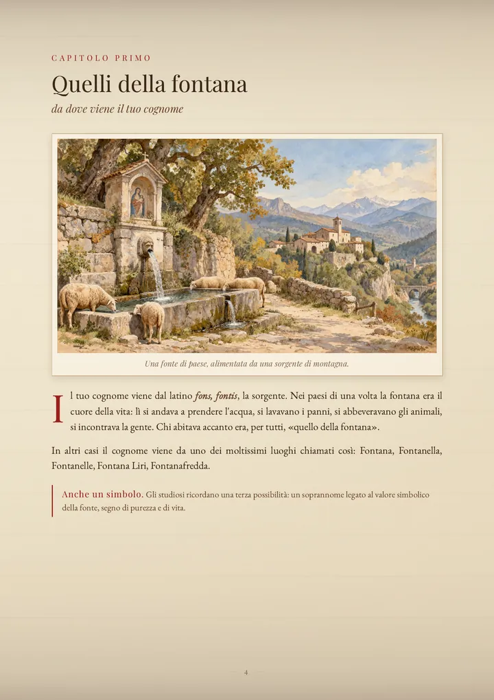 Una pagina del PDF sul cognome Fontana