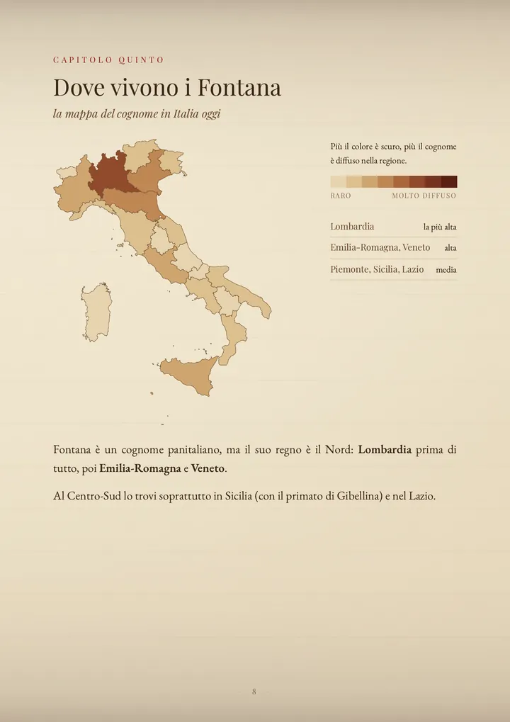 Una pagina del PDF sul cognome Fontana