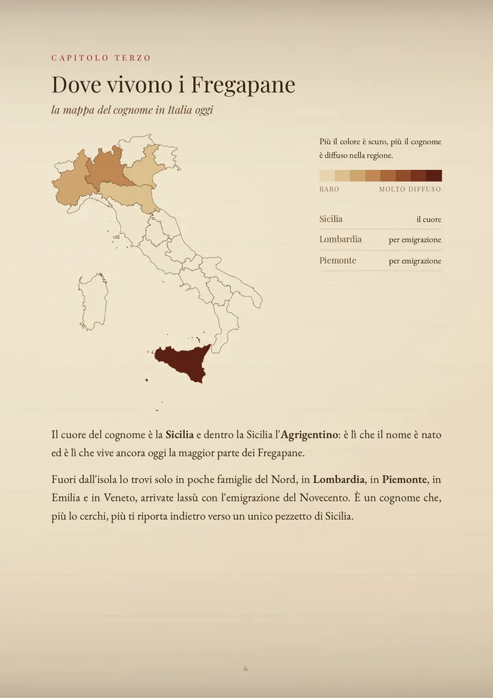 Una pagina del PDF sul cognome Fregapane