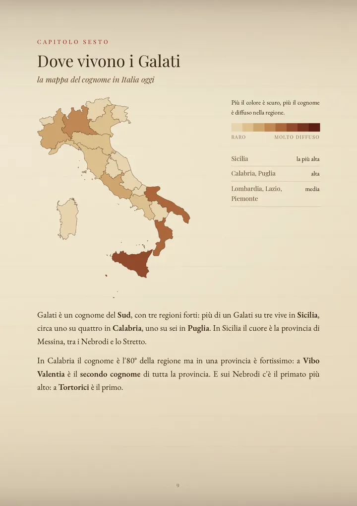 Una pagina del PDF sul cognome Galati
