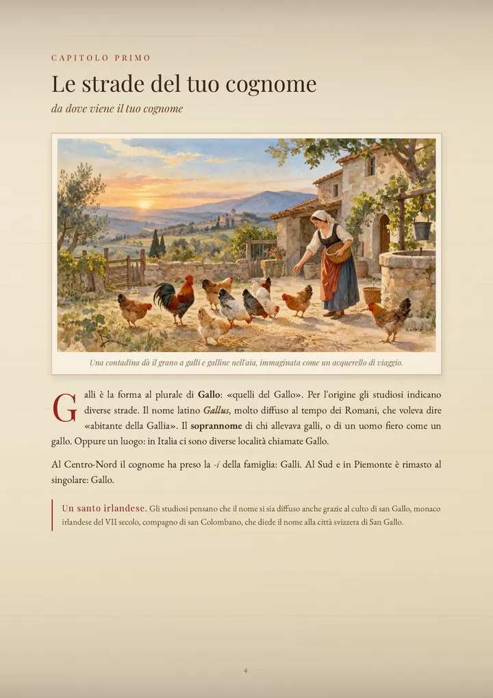 Una pagina del PDF sul cognome Galli