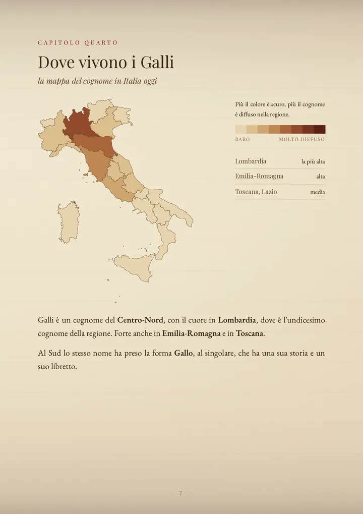 Una pagina del PDF sul cognome Galli