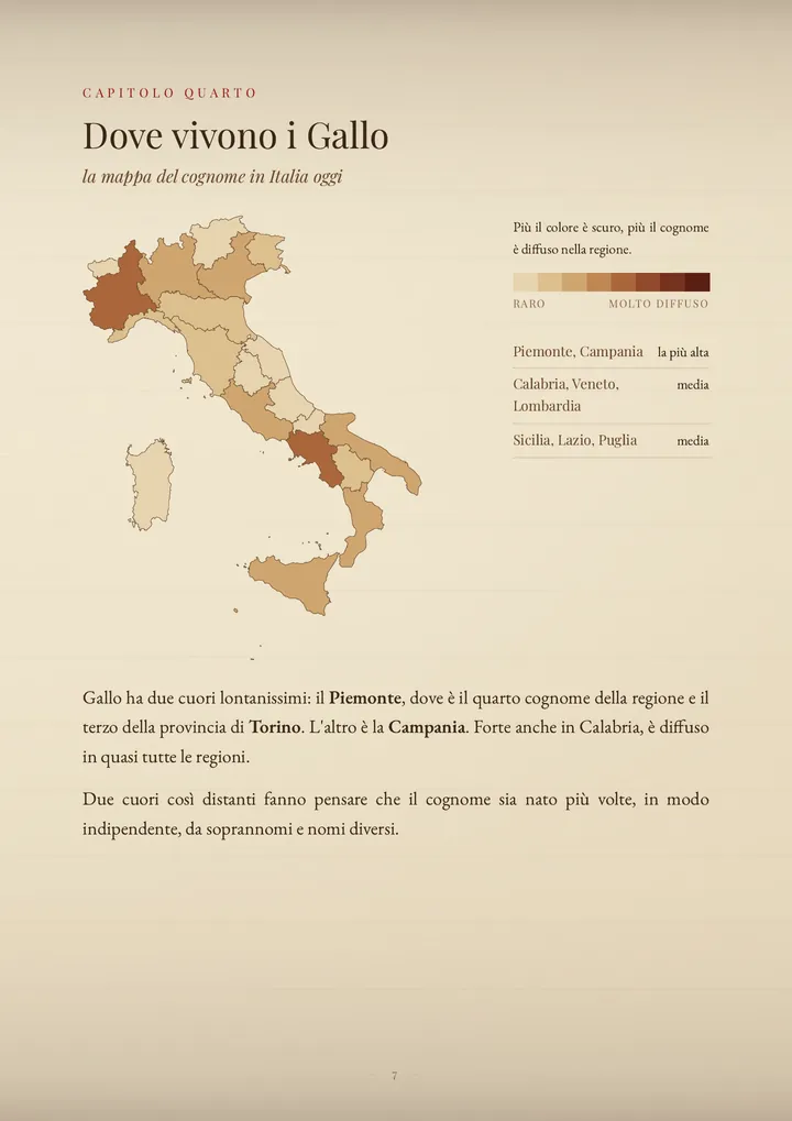 Una pagina del PDF sul cognome Gallo