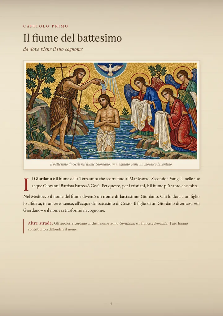 Una pagina del PDF sul cognome Giordano