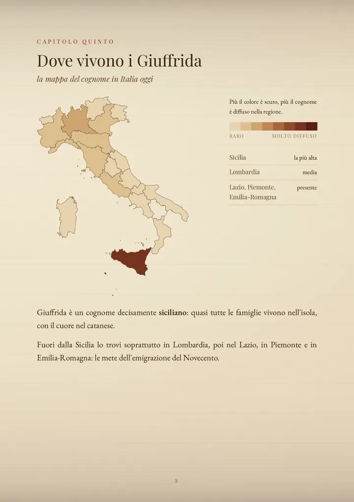 Una pagina del PDF sul cognome Giuffrida