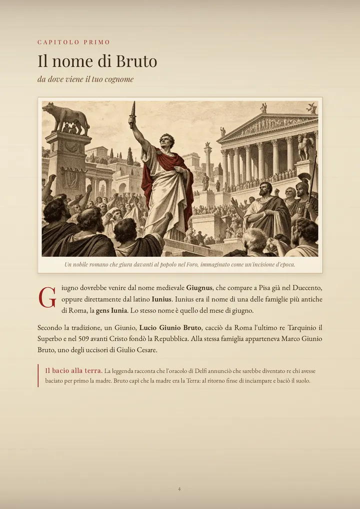Una pagina del PDF sul cognome Giugno