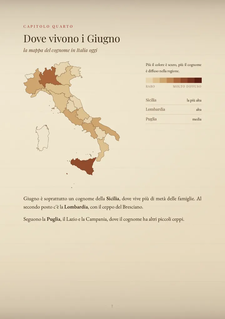 Una pagina del PDF sul cognome Giugno
