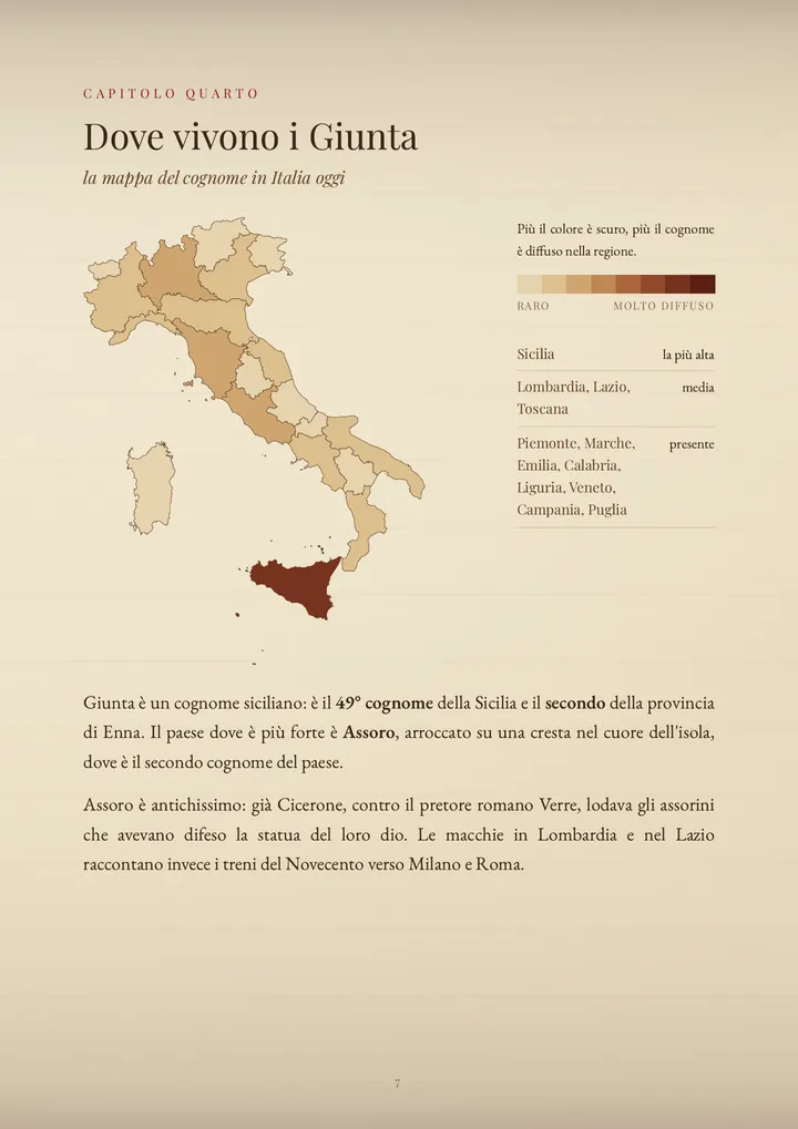 Una pagina del PDF sul cognome Giunta