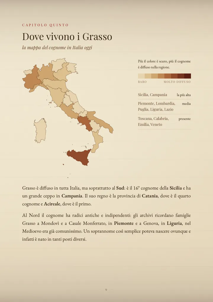 Una pagina del PDF sul cognome Grasso