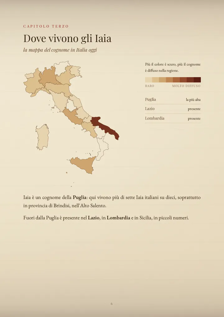 Una pagina del PDF sul cognome Iaia