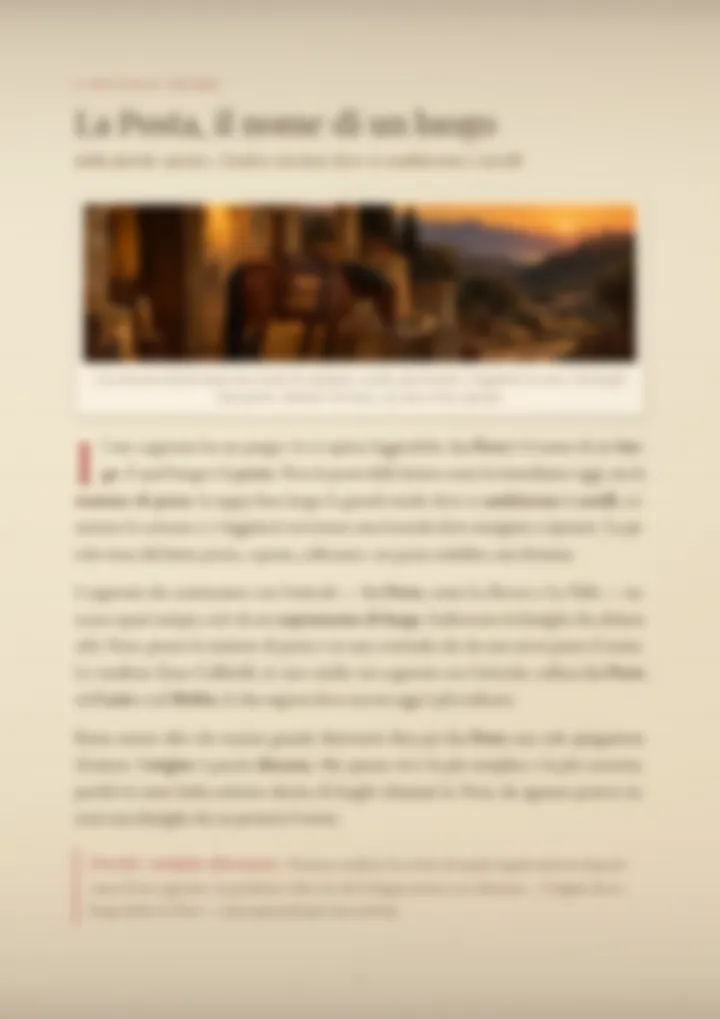 Una pagina del PDF sul cognome La Posta, sfocata