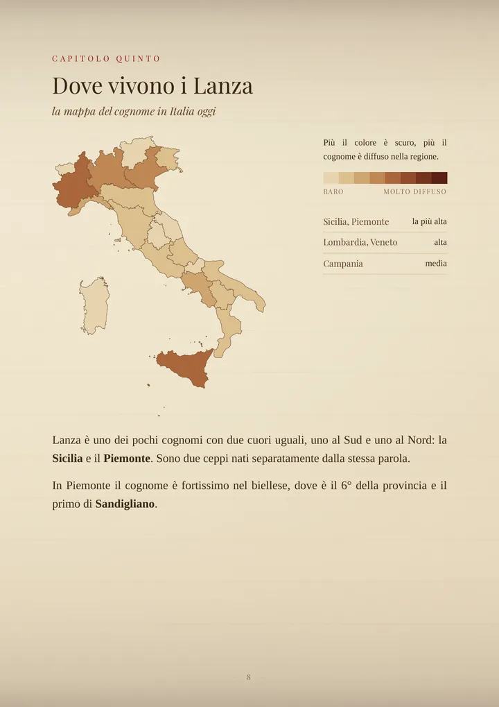 Una pagina del PDF sul cognome Lanza