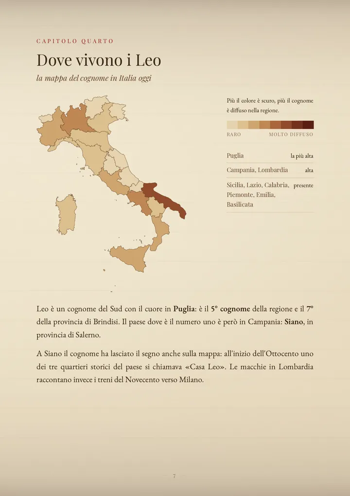 Una pagina del PDF sul cognome Leo