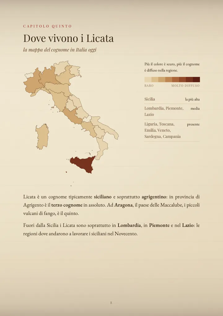 Una pagina del PDF sul cognome Licata