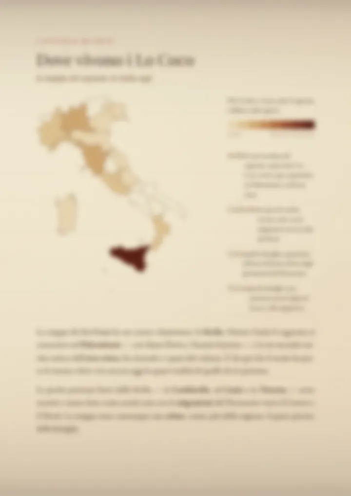 Una pagina del PDF sul cognome Lo Coco, sfocata
