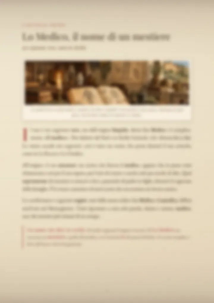 Una pagina del PDF sul cognome Lo Medico, sfocata