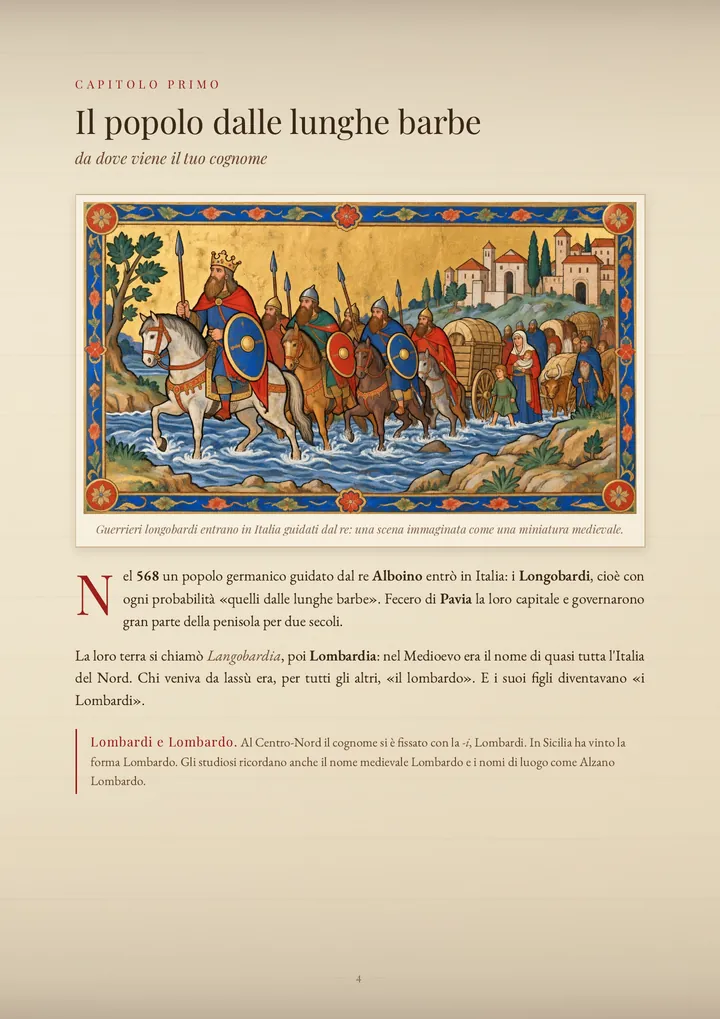 Una pagina del PDF sul cognome Lombardi