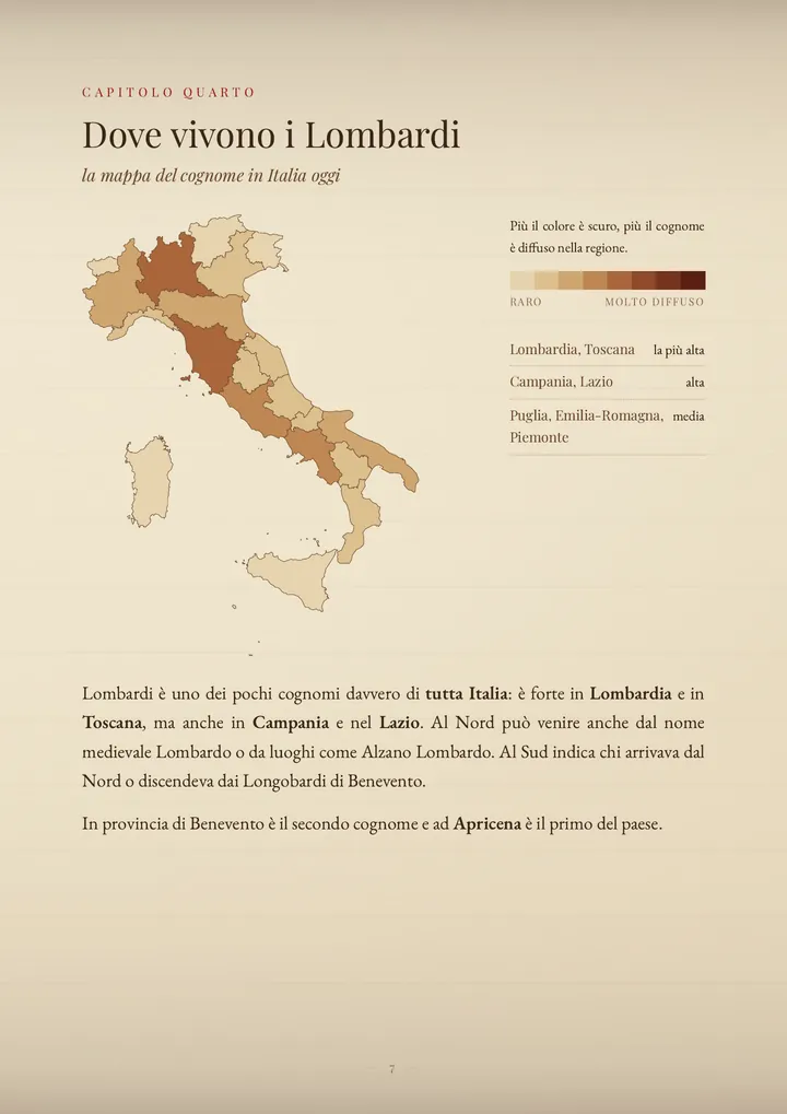 Una pagina del PDF sul cognome Lombardi