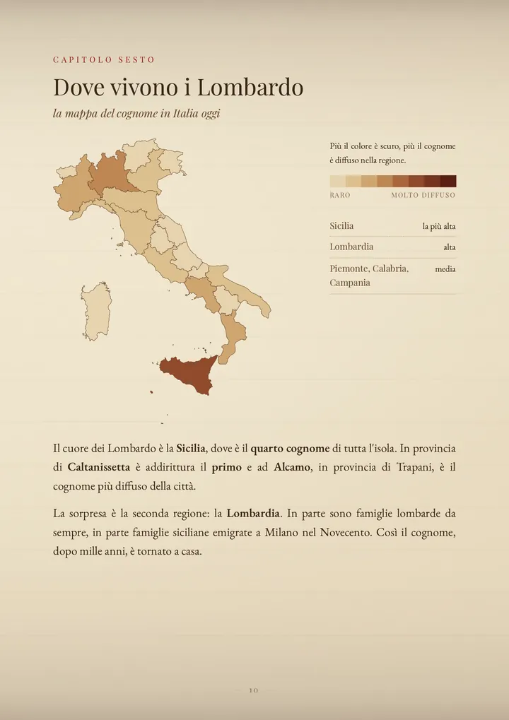 Una pagina del PDF sul cognome Lombardo