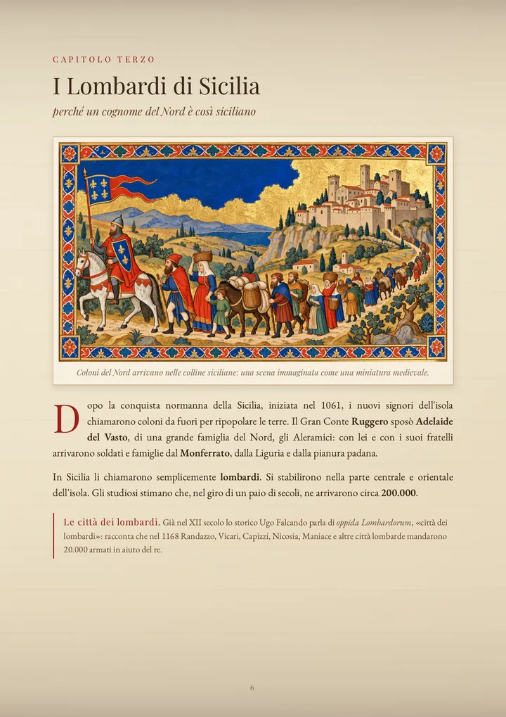 Una pagina del PDF sul cognome Lombardo