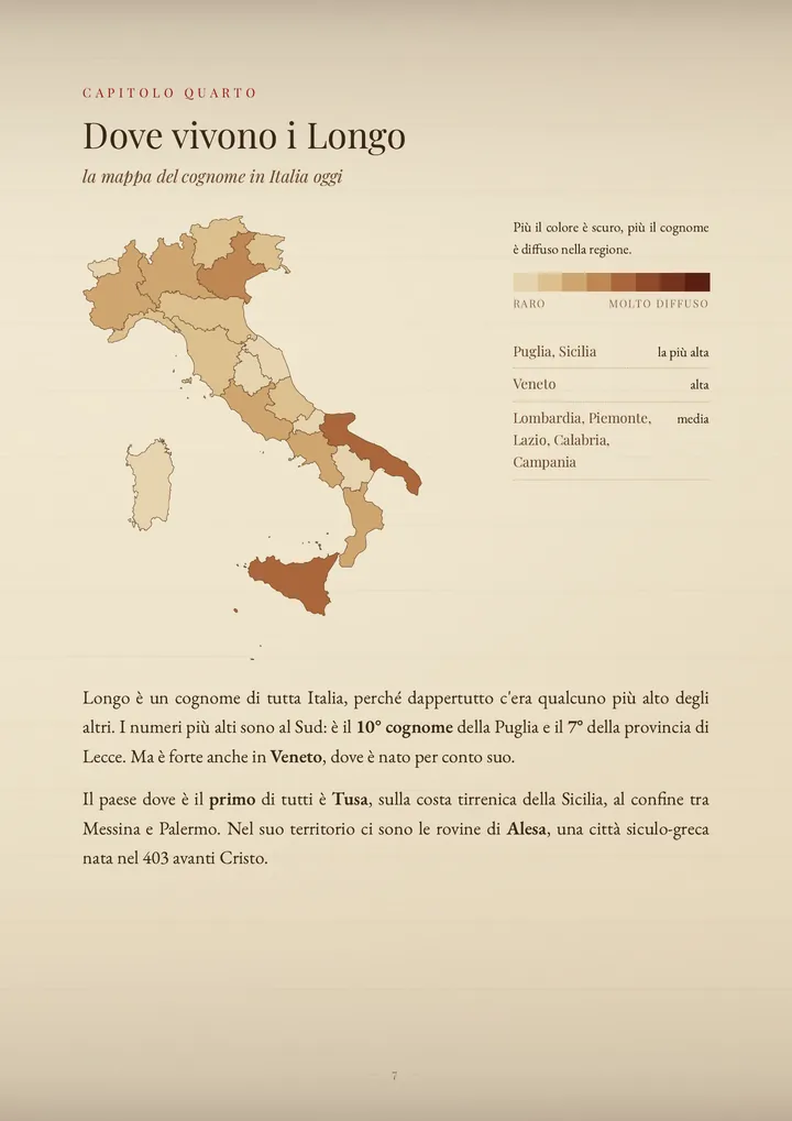 Una pagina del PDF sul cognome Longo