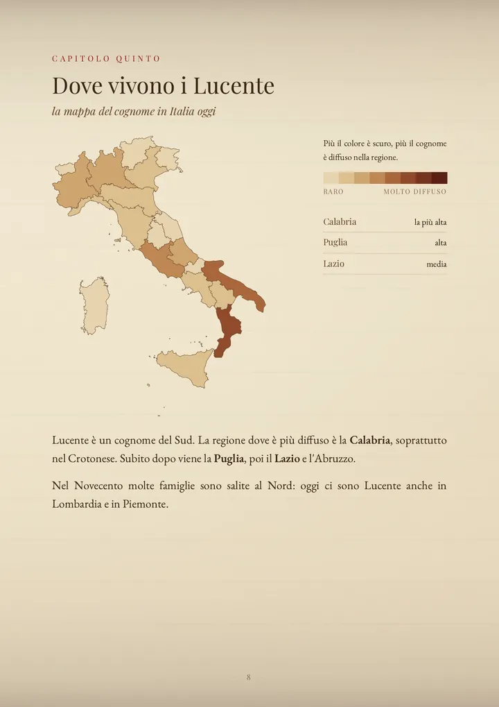 Una pagina del PDF sul cognome Lucente
