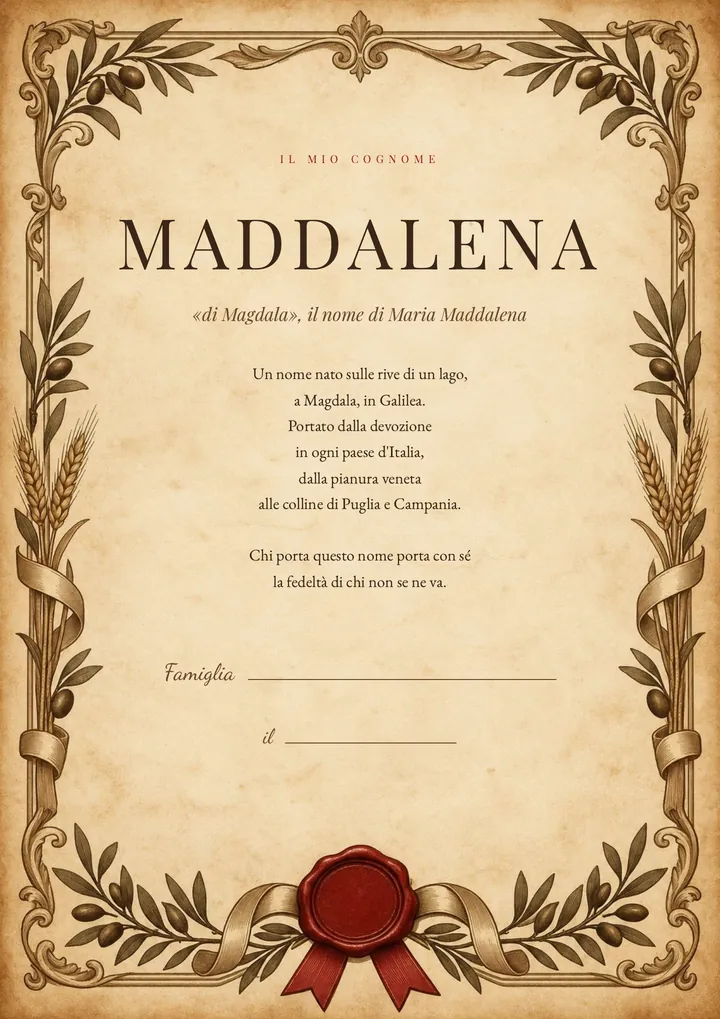 Una pagina del PDF sul cognome Maddalena