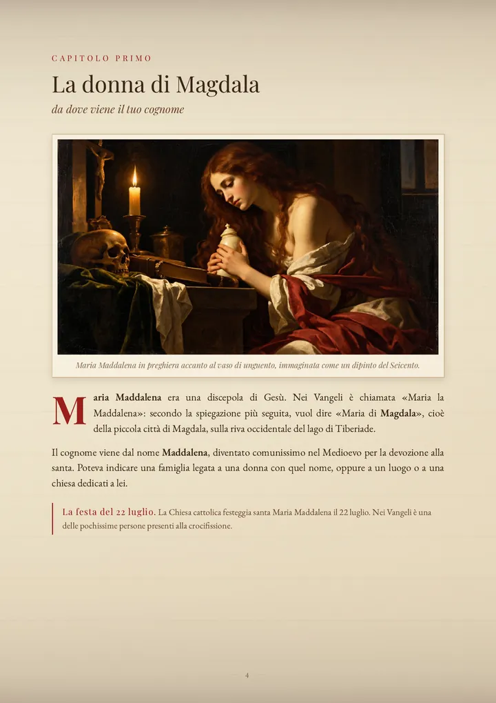Una pagina del PDF sul cognome Maddalena