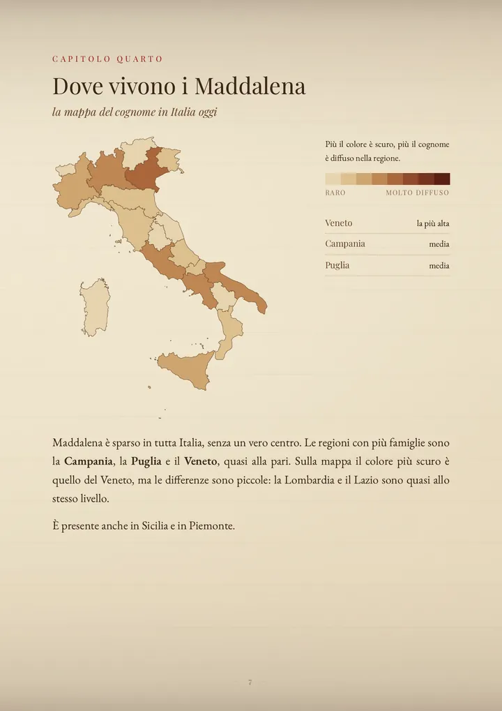 Una pagina del PDF sul cognome Maddalena