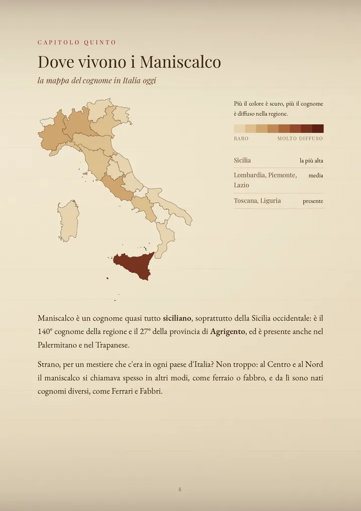 Una pagina del PDF sul cognome Maniscalco