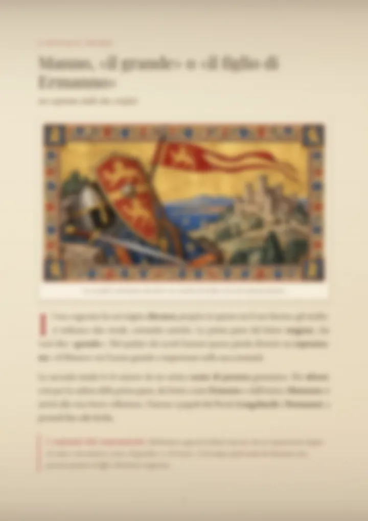 Una pagina del PDF sul cognome Manno, sfocata