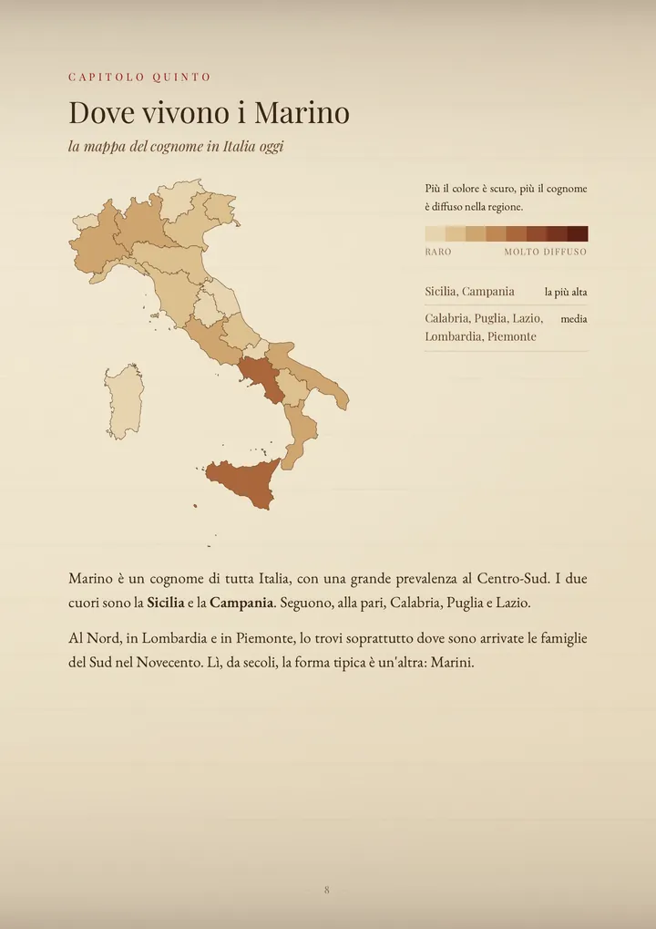 Una pagina del PDF sul cognome Marino
