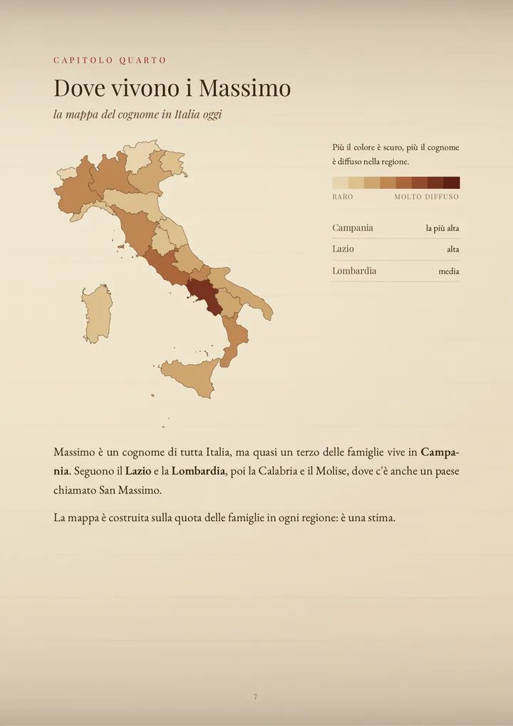 Una pagina del PDF sul cognome Massimo