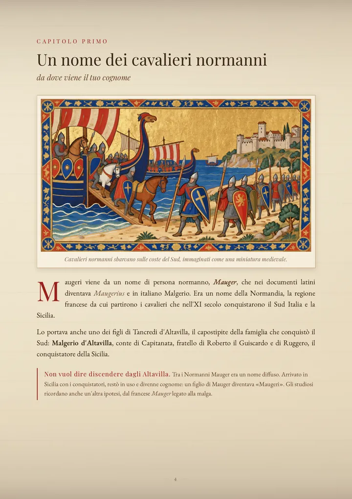Una pagina del PDF sul cognome Maugeri