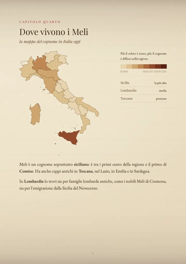 Una pagina del PDF sul cognome Meli