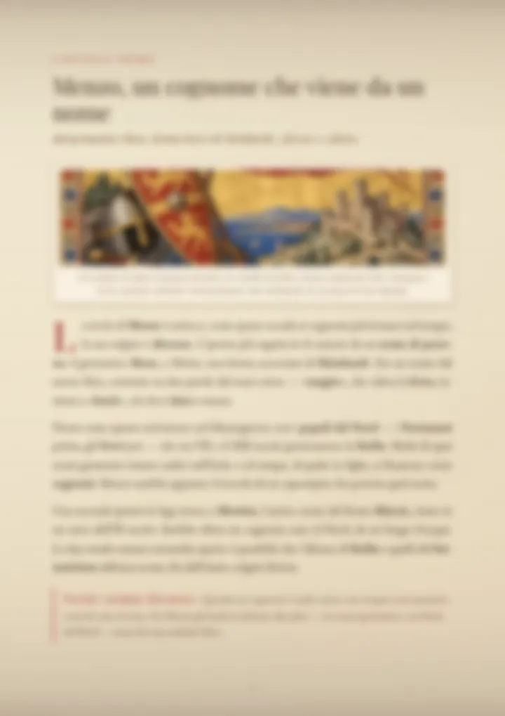 Una pagina del PDF sul cognome Menzo, sfocata