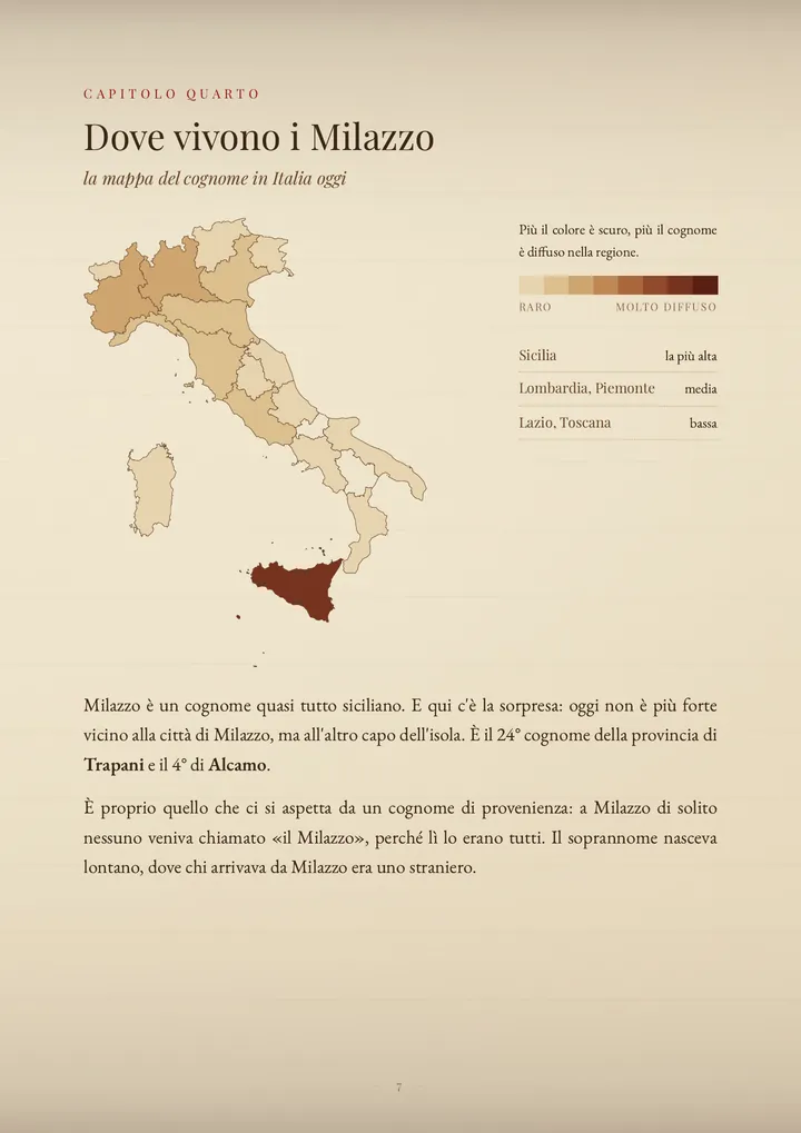 Una pagina del PDF sul cognome Milazzo